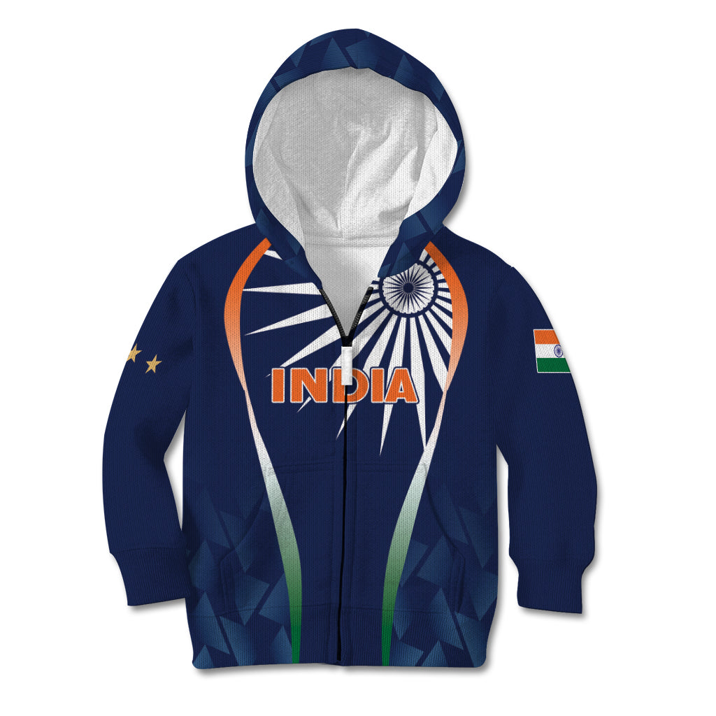 India Cricket World Cup 2024 Kid Hoodie Men In Blue Dynamic - Wonder Print Shop