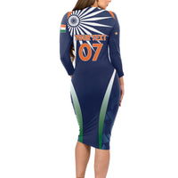 India Cricket World Cup 2024 Long Sleeve Bodycon Dress Men In Blue Dynamic - Wonder Print Shop