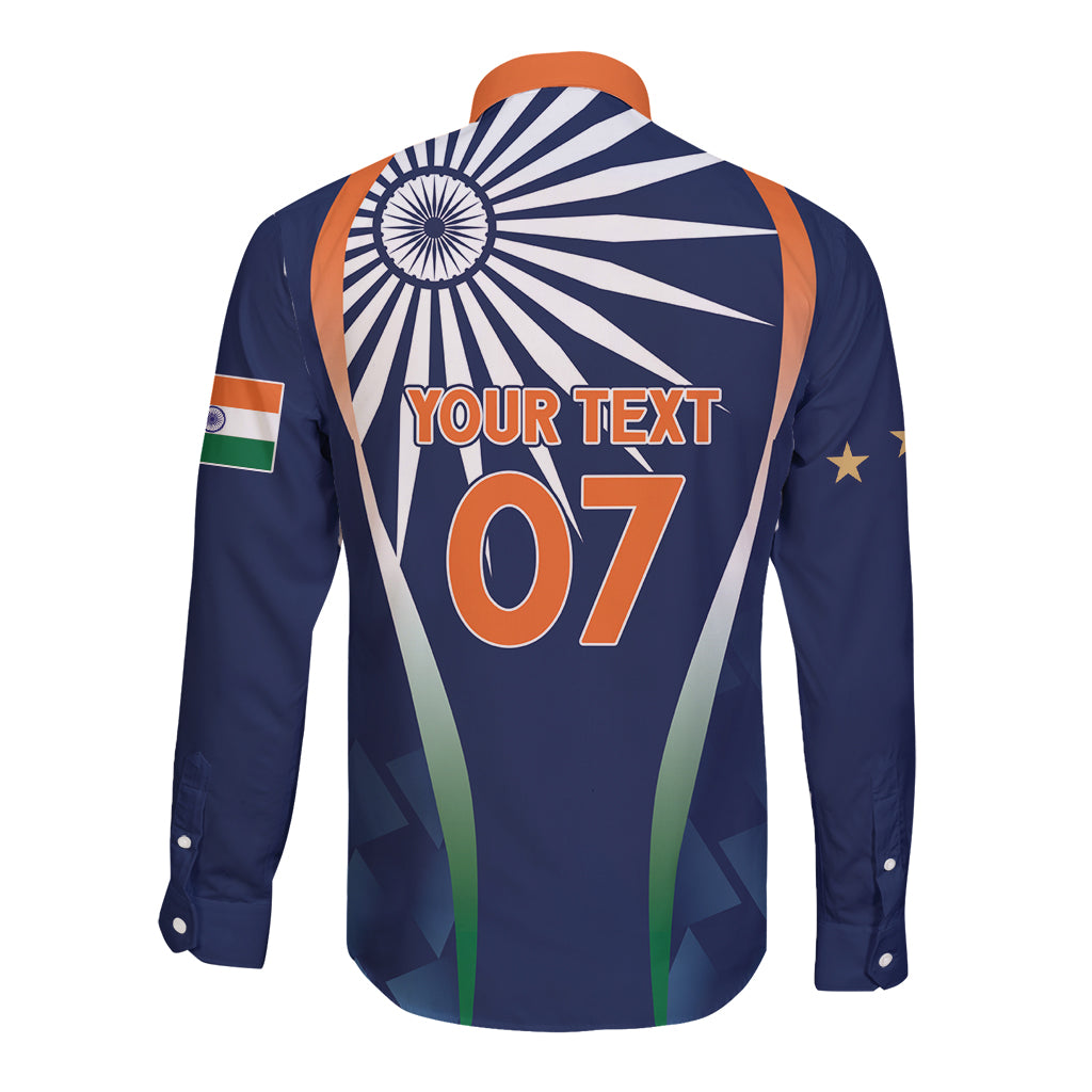 India Cricket World Cup 2024 Long Sleeve Button Shirt Men In Blue Dynamic - Wonder Print Shop