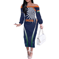 India Cricket World Cup 2024 Off The Shoulder Long Sleeve Dress Men In Blue Dynamic - Wonder Print Shop