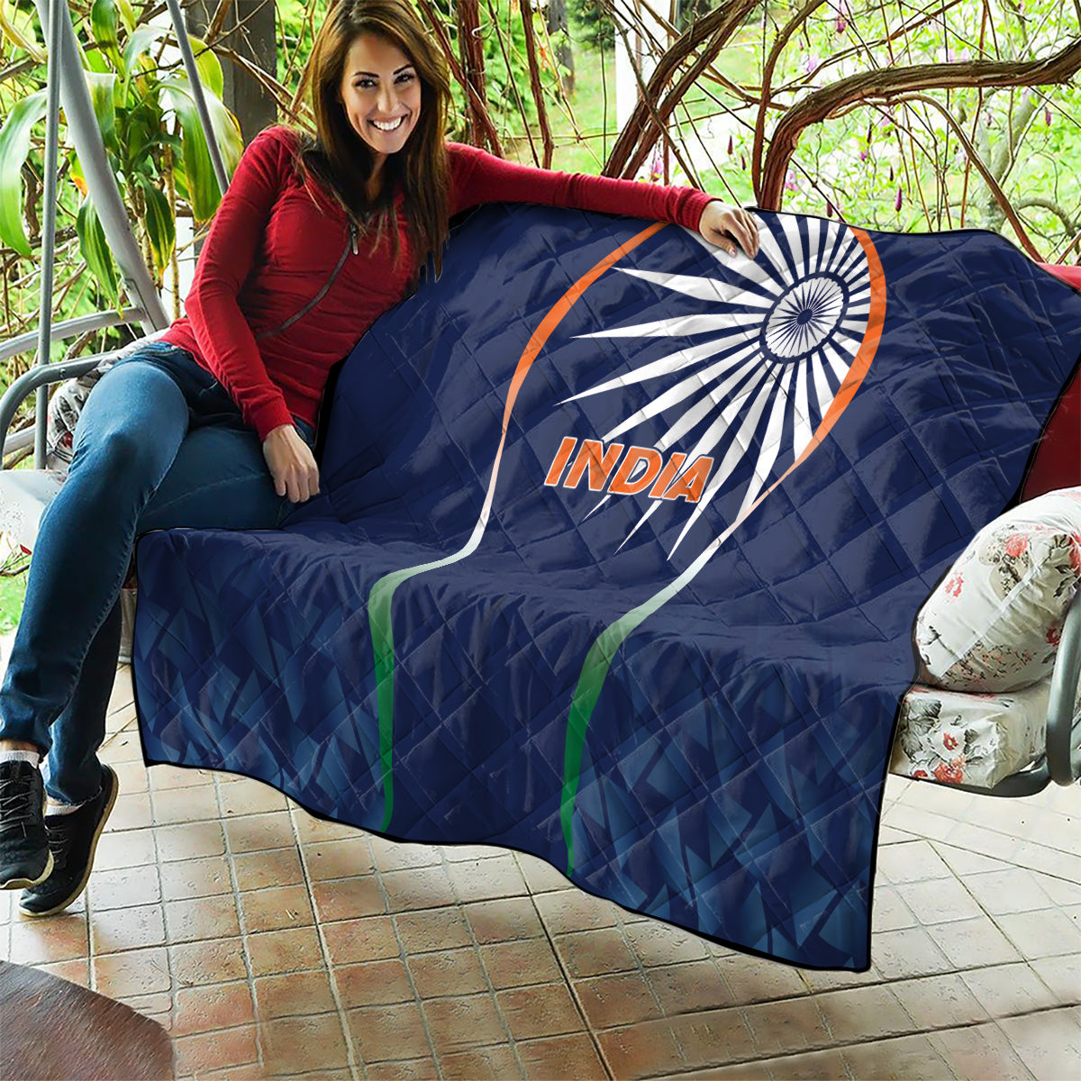 India Cricket World Cup 2024 Quilt Men In Blue Dynamic - Wonder Print Shop