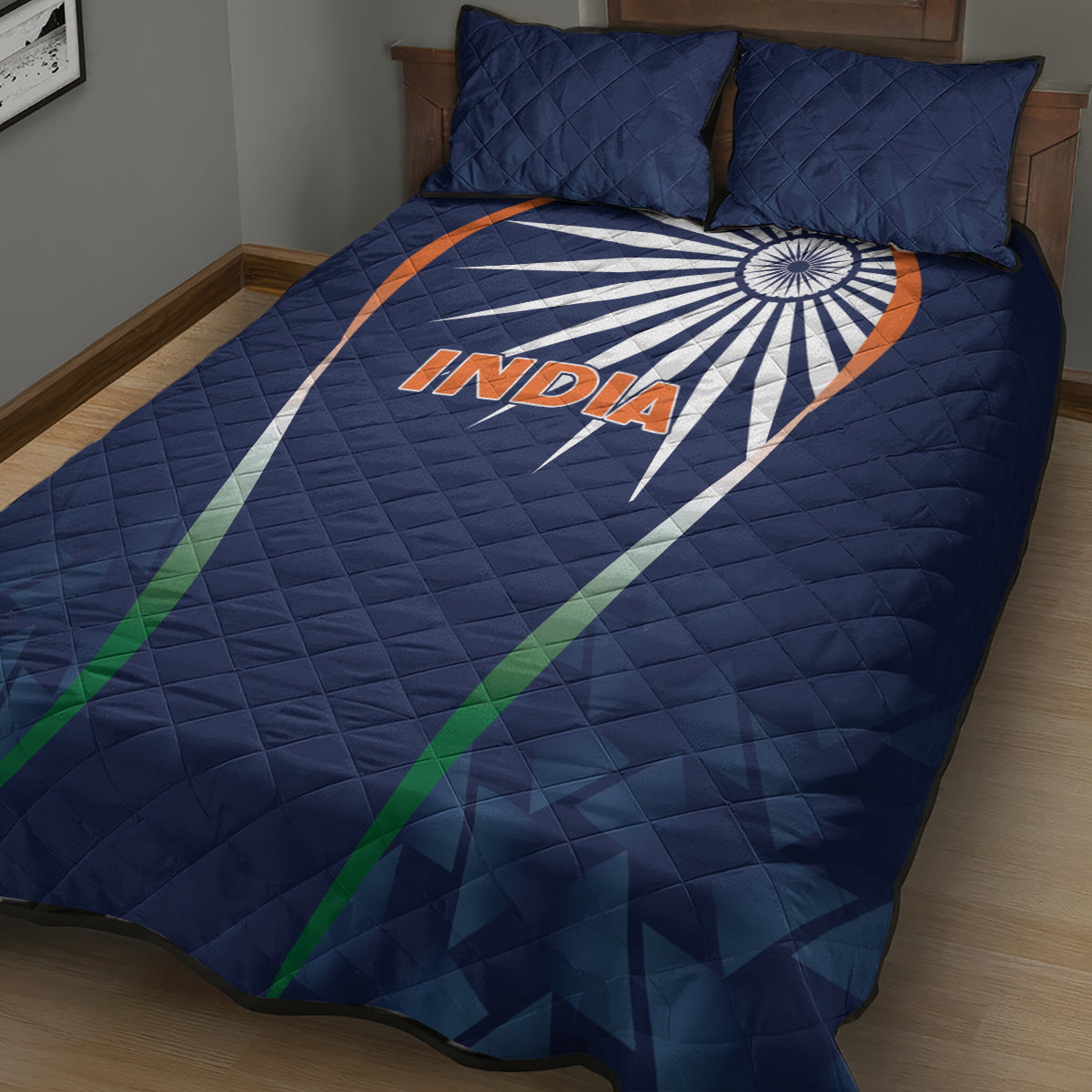 India Cricket World Cup 2024 Quilt Bed Set Men In Blue Dynamic - Wonder Print Shop