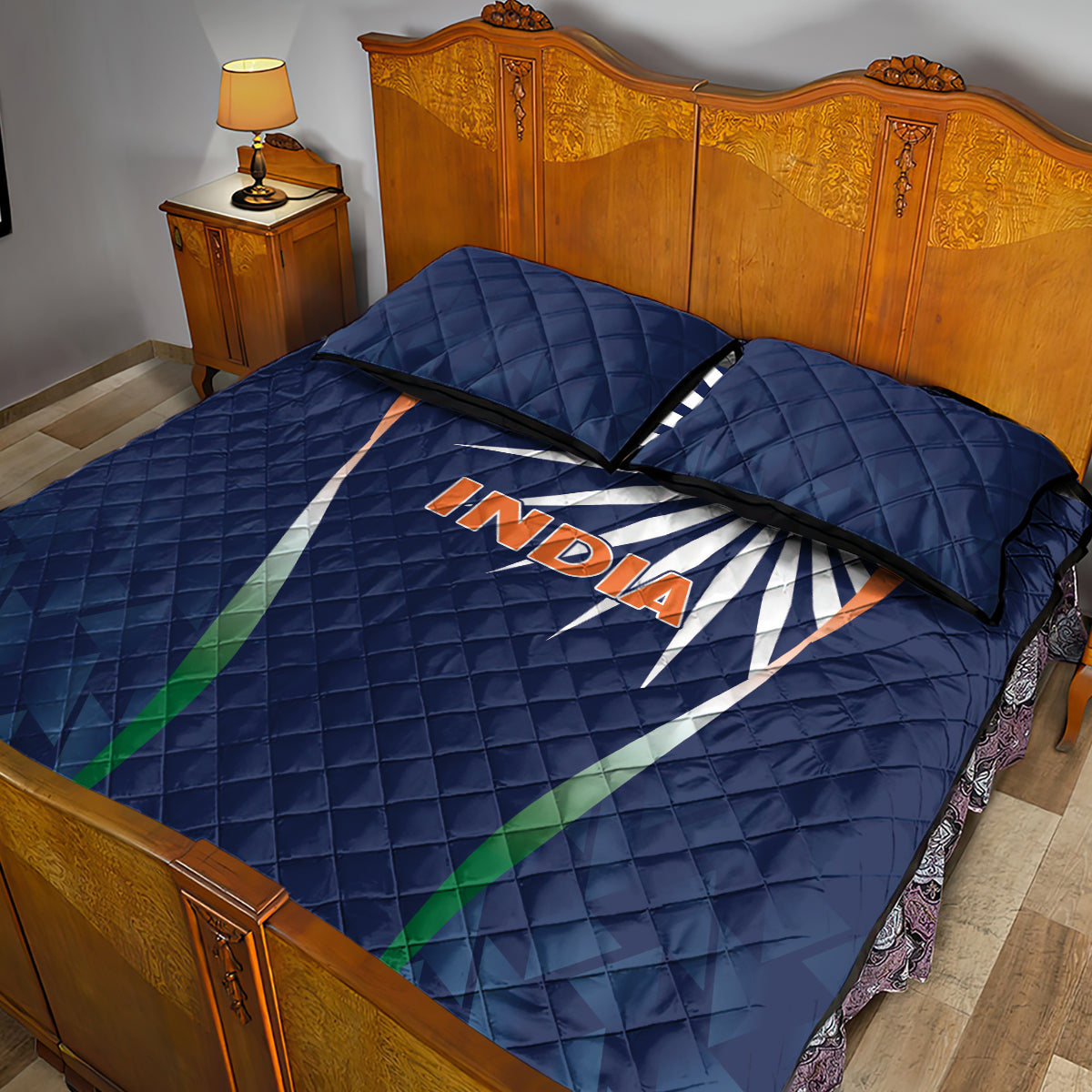 India Cricket World Cup 2024 Quilt Bed Set Men In Blue Dynamic - Wonder Print Shop