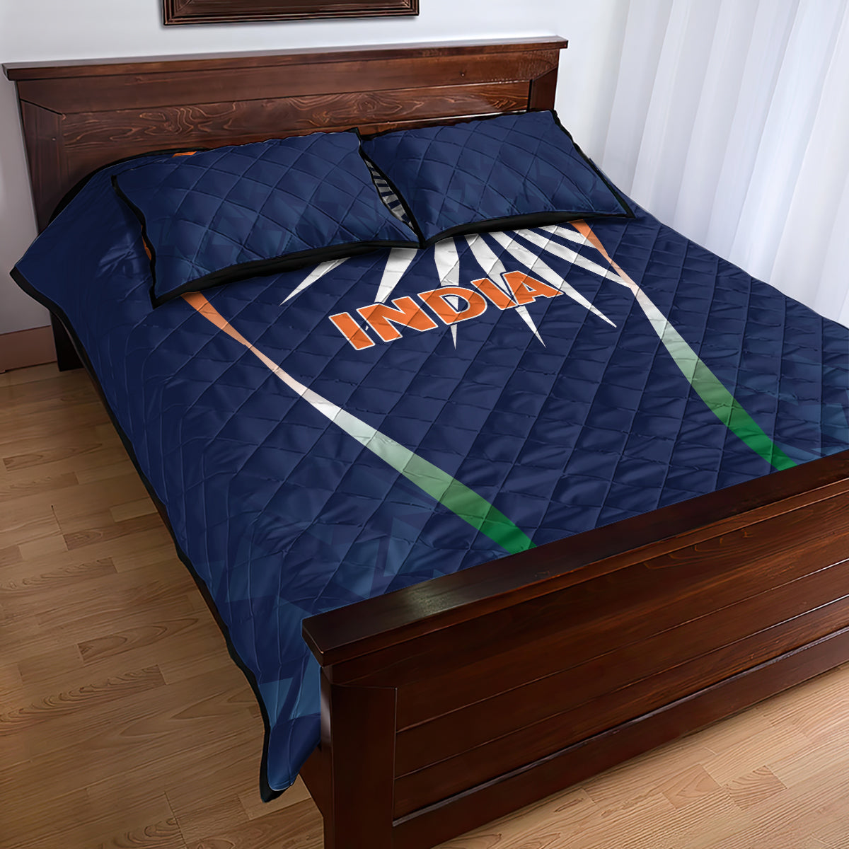 India Cricket World Cup 2024 Quilt Bed Set Men In Blue Dynamic - Wonder Print Shop