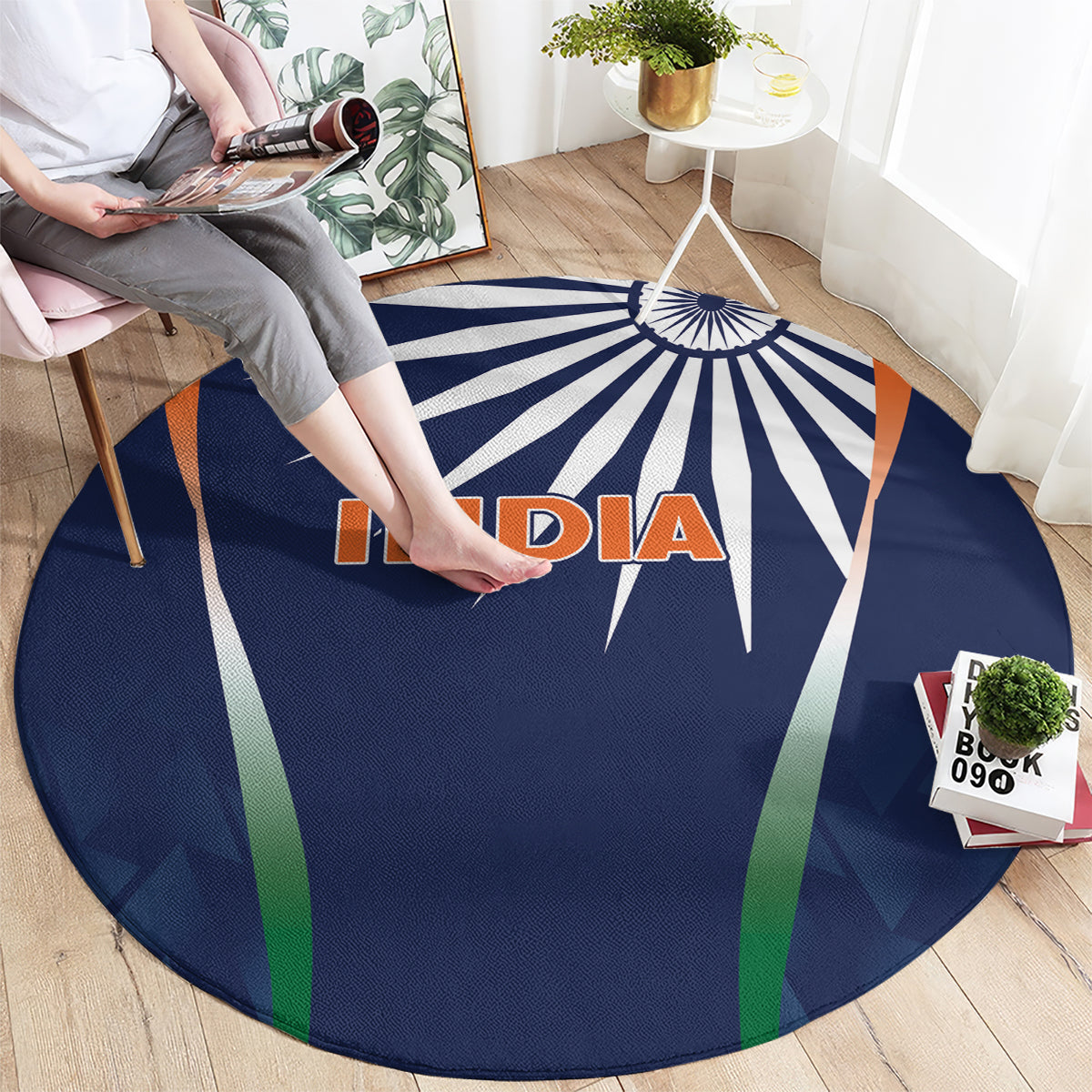 India Cricket World Cup 2024 Round Carpet Men In Blue Dynamic
