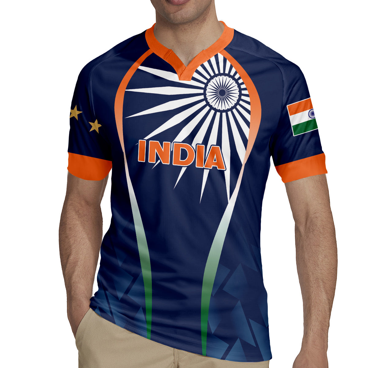 India Cricket World Cup 2024 Rugby Jersey Men In Blue Dynamic - Wonder Print Shop