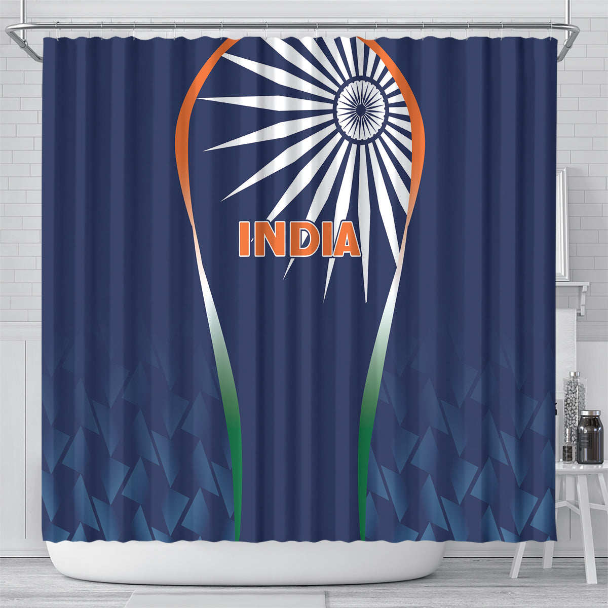 India Cricket World Cup 2024 Shower Curtain Men In Blue Dynamic