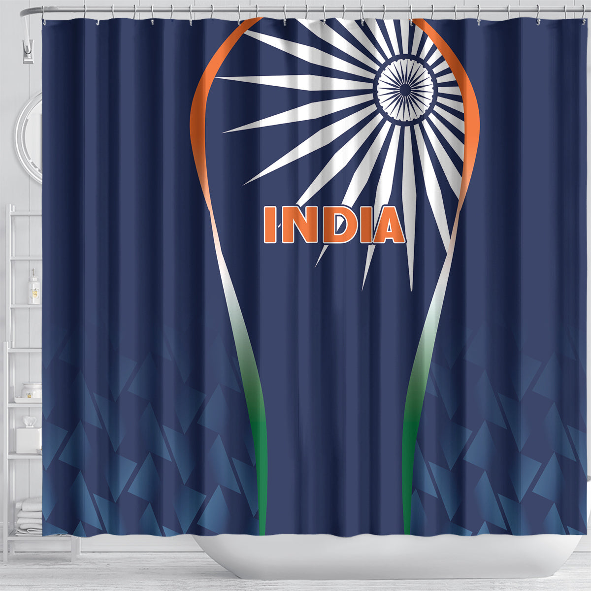 India Cricket World Cup 2024 Shower Curtain Men In Blue Dynamic