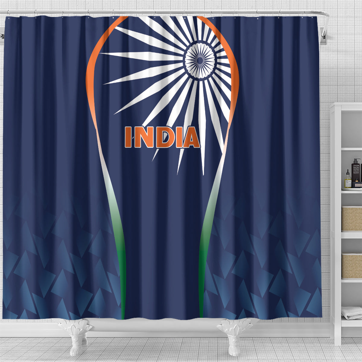 India Cricket World Cup 2024 Shower Curtain Men In Blue Dynamic