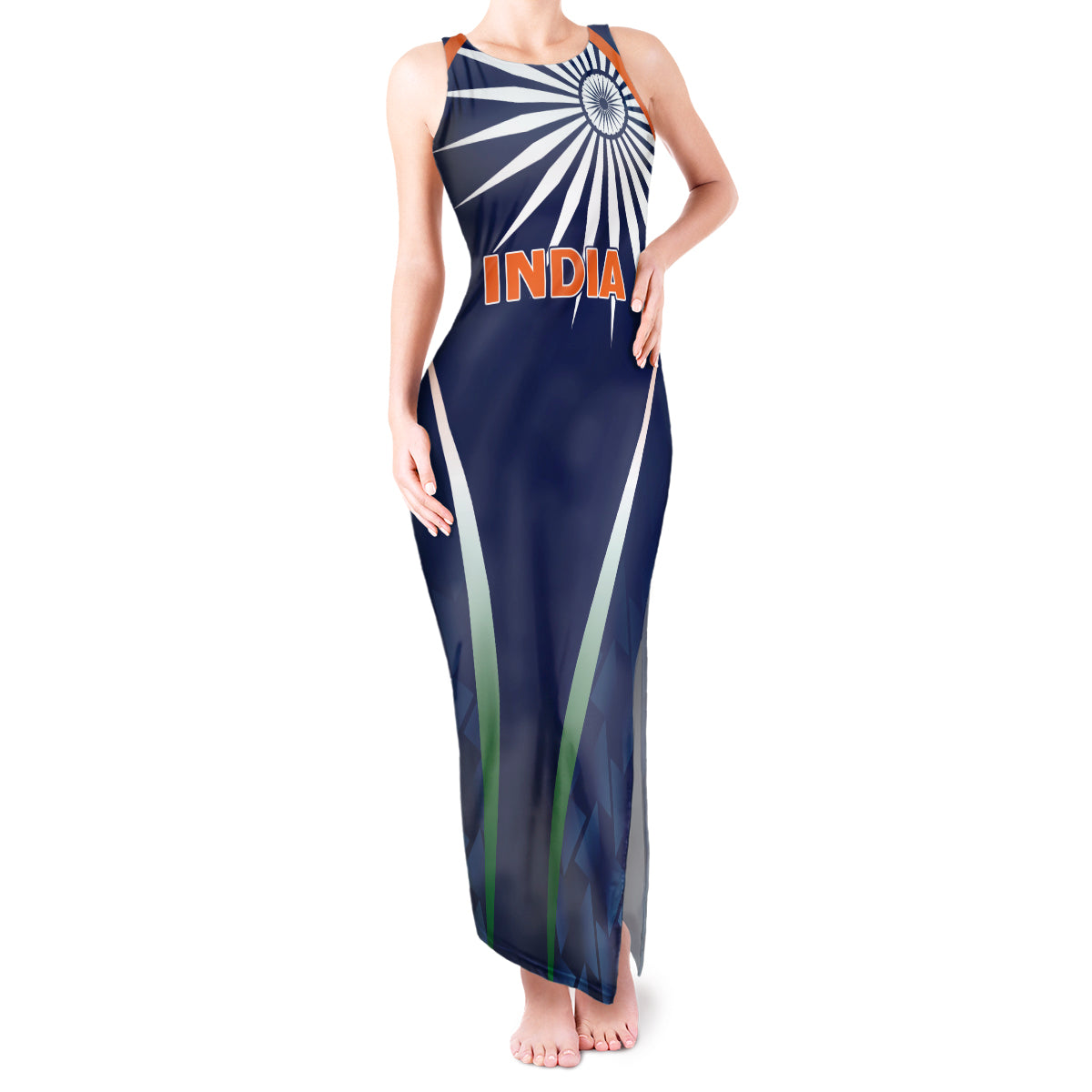 India Cricket World Cup 2024 Tank Maxi Dress Men In Blue Dynamic - Wonder Print Shop