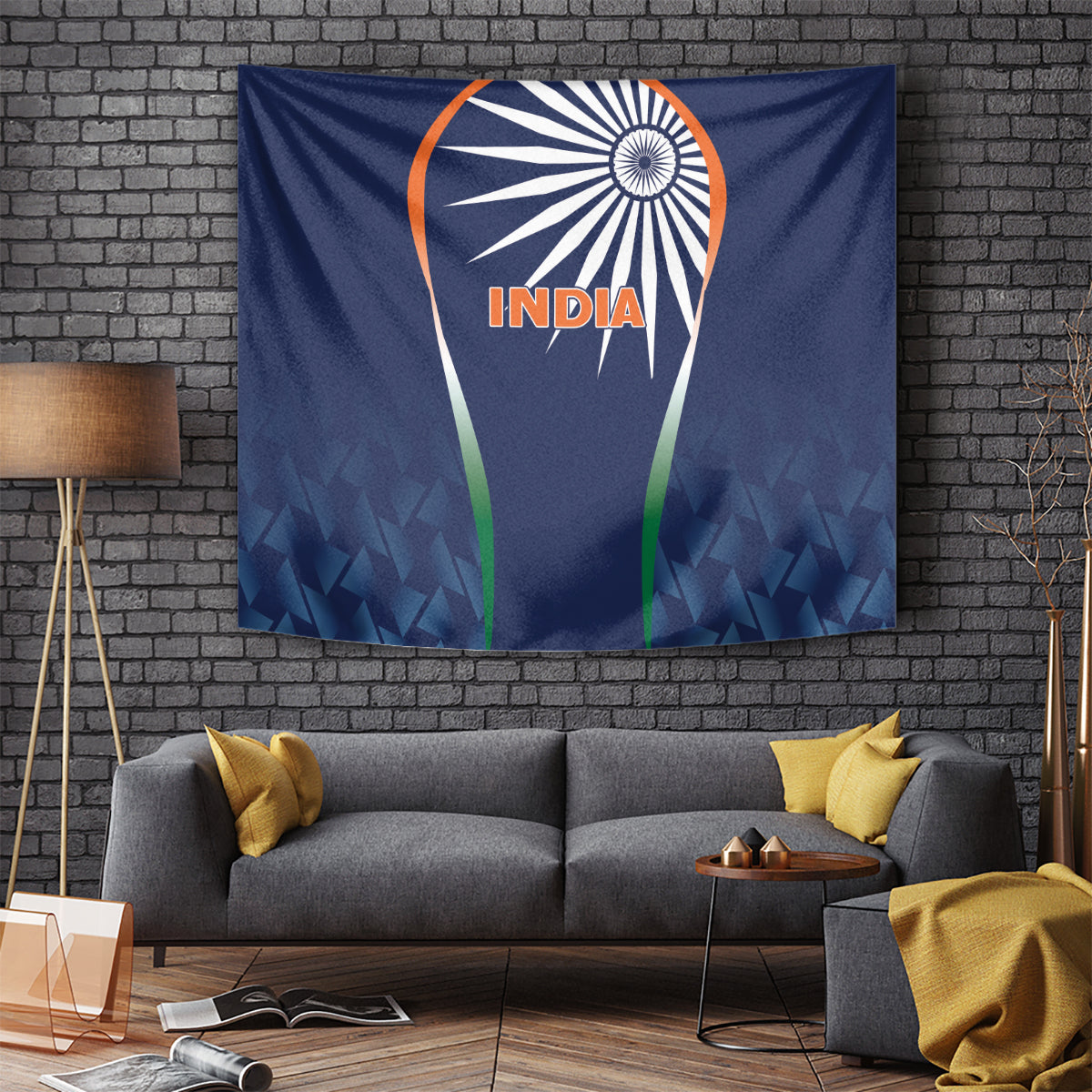 India Cricket World Cup 2024 Tapestry Men In Blue Dynamic - Wonder Print Shop