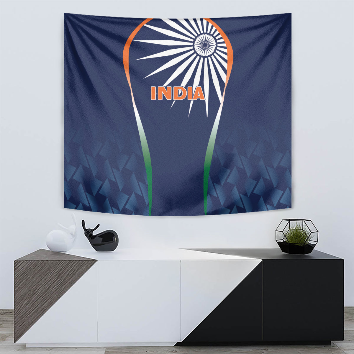India Cricket World Cup 2024 Tapestry Men In Blue Dynamic - Wonder Print Shop