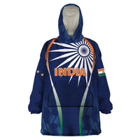 India Cricket World Cup 2024 Wearable Blanket Hoodie Men In Blue Dynamic - Wonder Print Shop