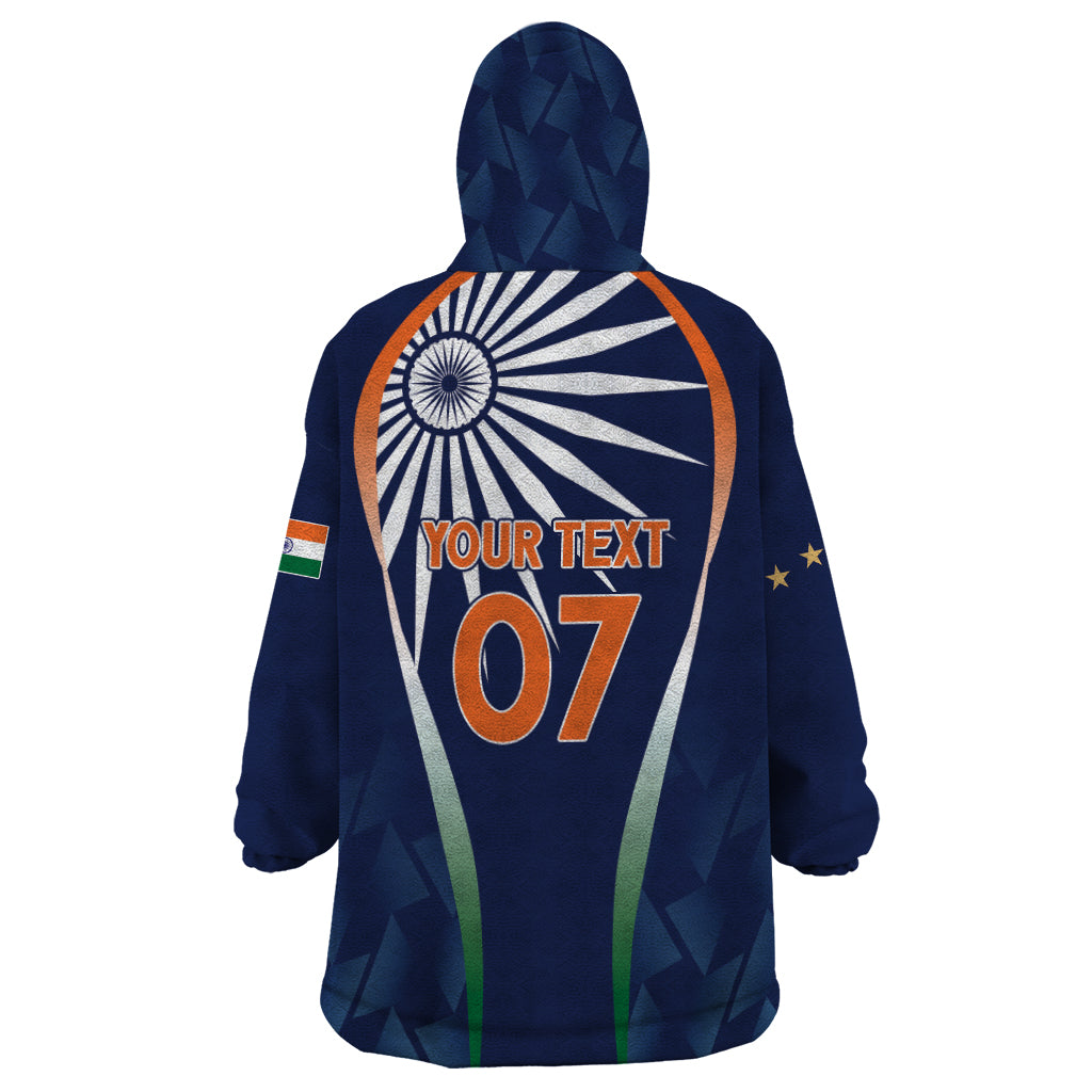 India Cricket World Cup 2024 Wearable Blanket Hoodie Men In Blue Dynamic - Wonder Print Shop