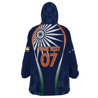 India Cricket World Cup 2024 Wearable Blanket Hoodie Men In Blue Dynamic - Wonder Print Shop