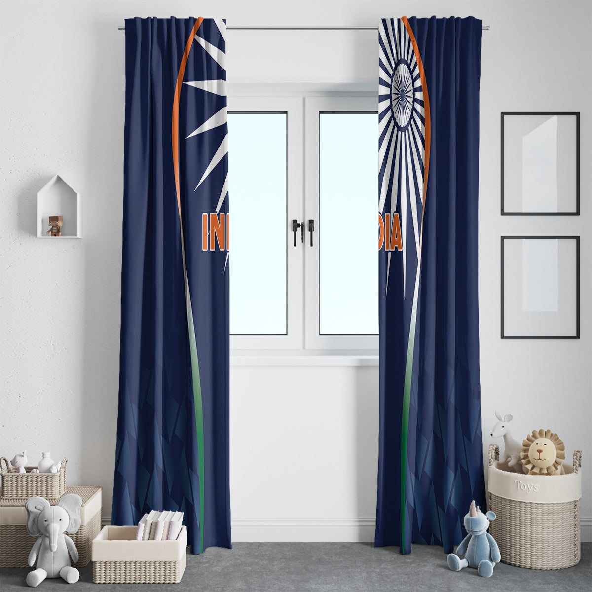 India Cricket World Cup 2024 Window Curtain Men In Blue Dynamic - Wonder Print Shop