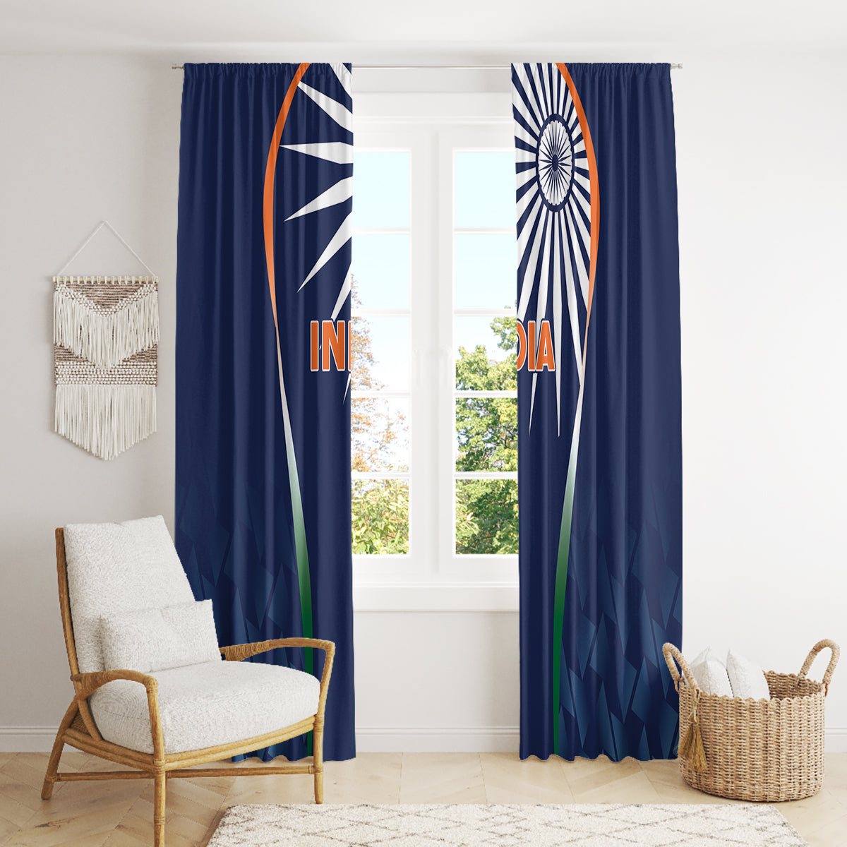 India Cricket World Cup 2024 Window Curtain Men In Blue Dynamic - Wonder Print Shop