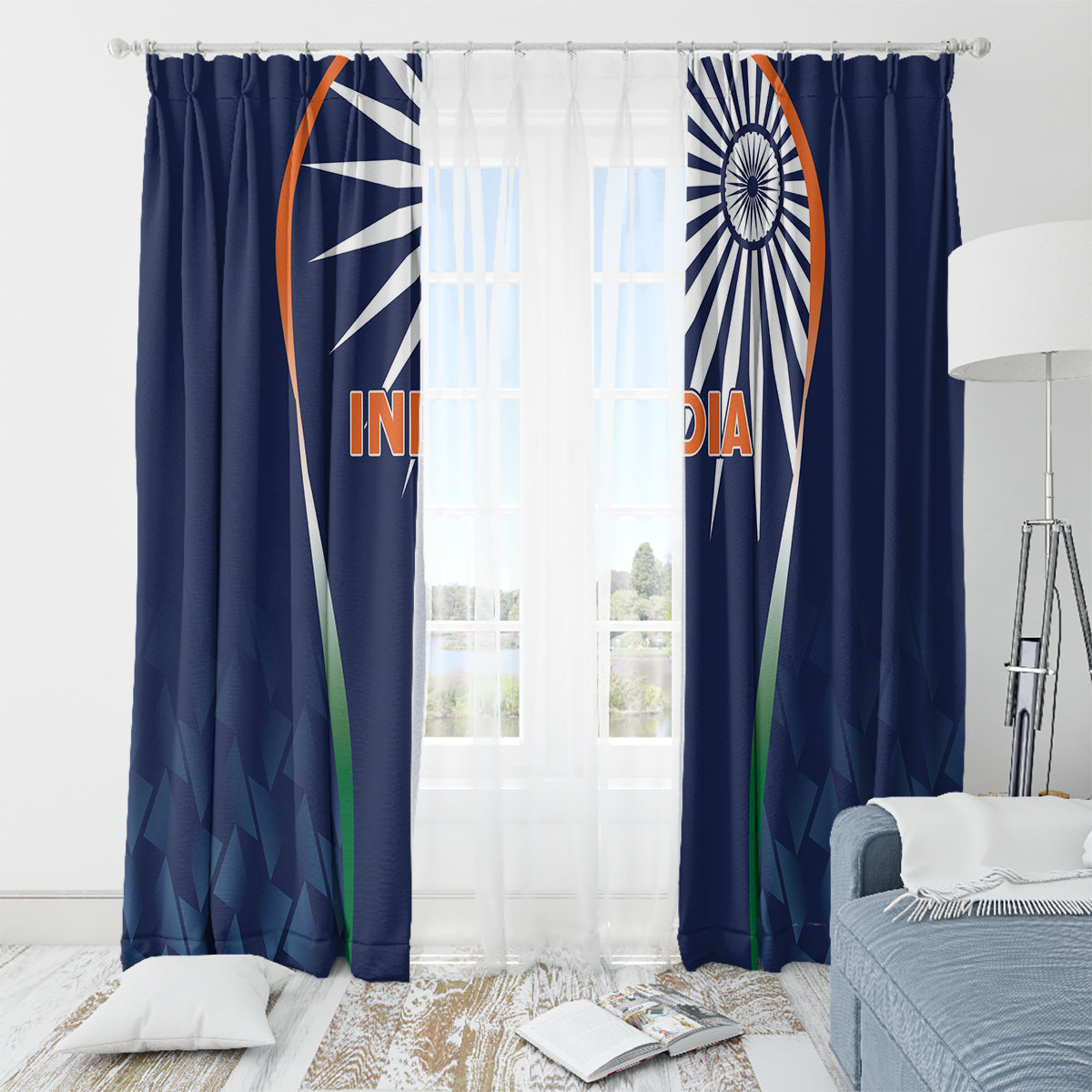India Cricket World Cup 2024 Window Curtain Men In Blue Dynamic - Wonder Print Shop