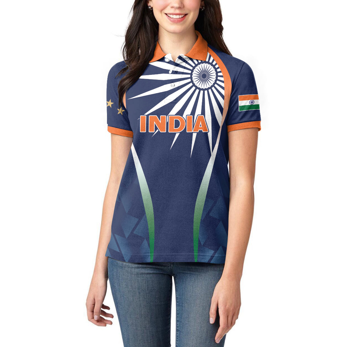 India Cricket World Cup 2024 Women Polo Shirt Men In Blue Dynamic - Wonder Print Shop