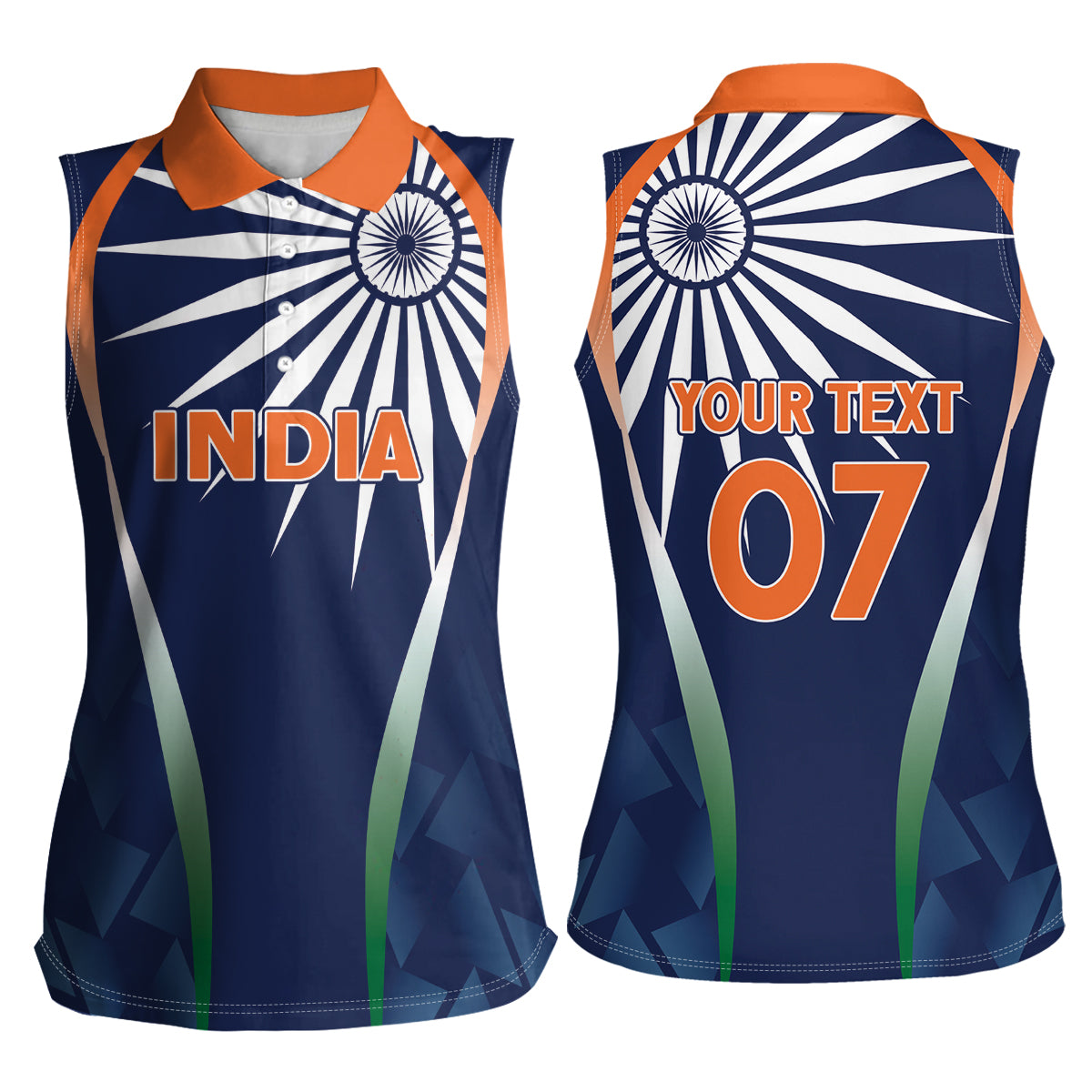 India Cricket World Cup 2024 Women Sleeveless Polo Shirt Men In Blue Dynamic - Wonder Print Shop