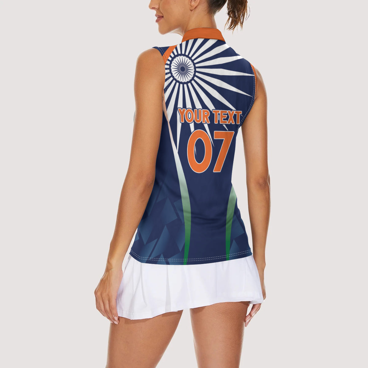 India Cricket World Cup 2024 Women Sleeveless Polo Shirt Men In Blue Dynamic - Wonder Print Shop