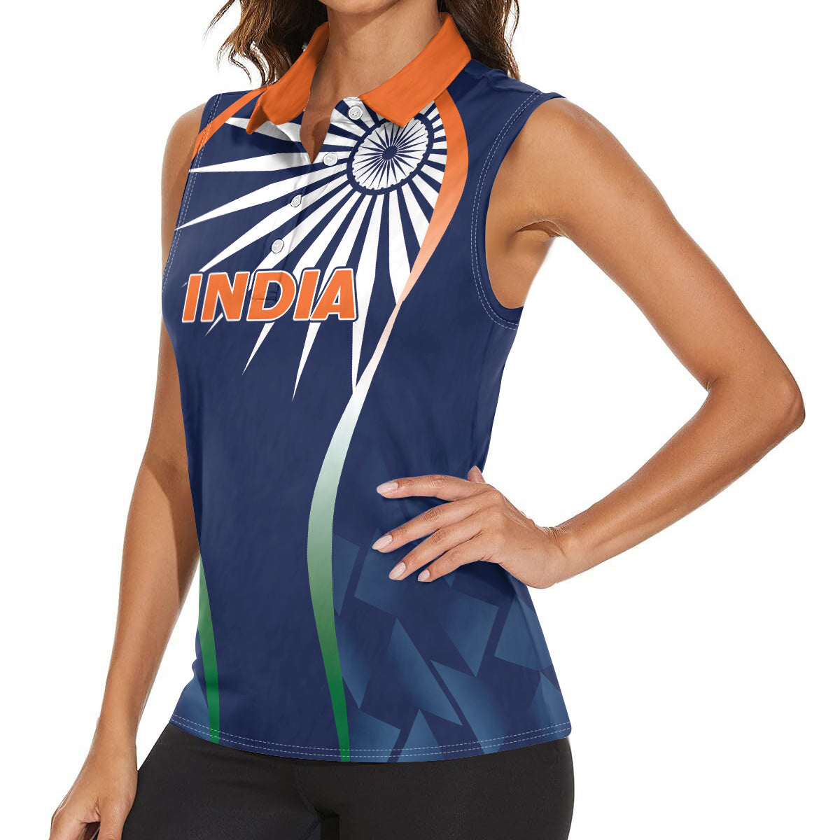 India Cricket World Cup 2024 Women Sleeveless Polo Shirt Men In Blue Dynamic - Wonder Print Shop