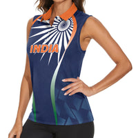 India Cricket World Cup 2024 Women Sleeveless Polo Shirt Men In Blue Dynamic - Wonder Print Shop