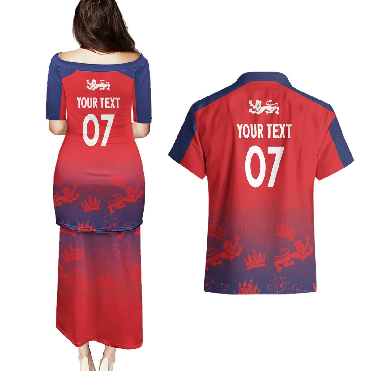 England Cricket World Cup 2024 Couples Matching Puletasi and Hawaiian Shirt Seamless Inspiration LT7 - Wonder Print Shop