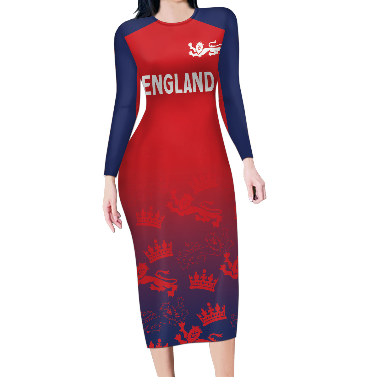 England Cricket World Cup 2024 Family Matching Long Sleeve Bodycon Dress and Hawaiian Shirt Seamless Inspiration LT7 - Wonder Print Shop