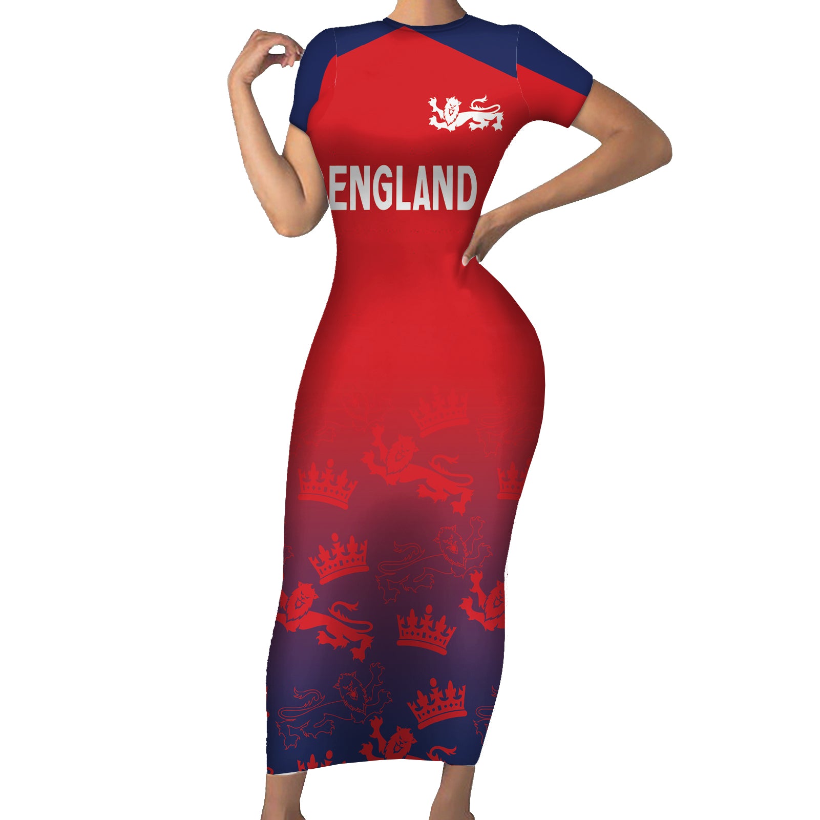 England Cricket World Cup 2024 Short Sleeve Bodycon Dress Seamless Inspiration - Wonder Print Shop