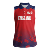 England Cricket World Cup 2024 Women Sleeveless Polo Shirt Seamless Inspiration - Wonder Print Shop