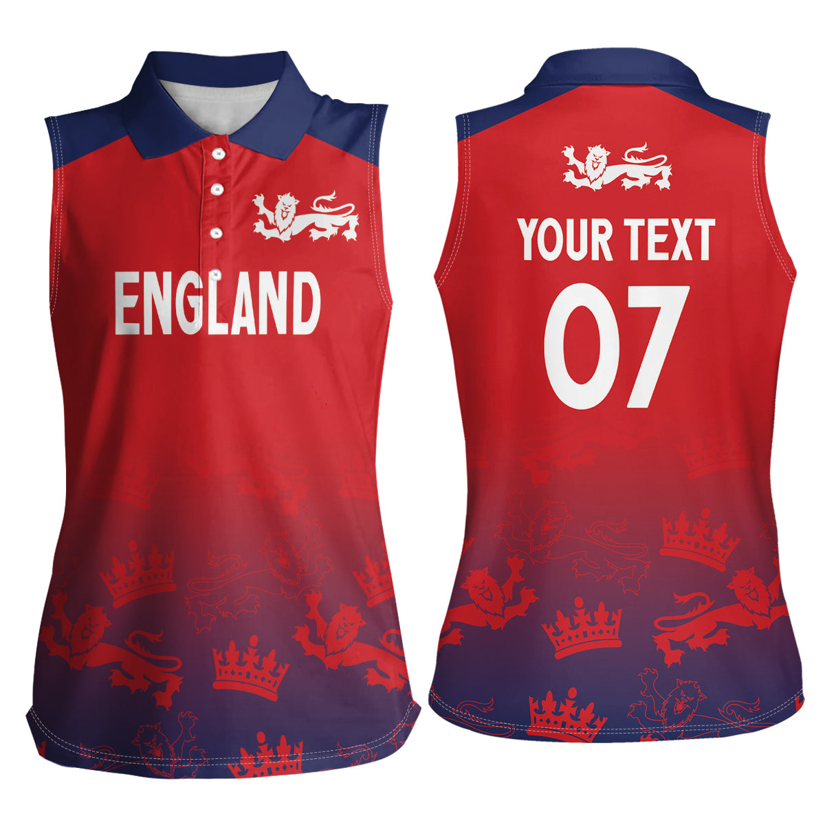 England Cricket World Cup 2024 Women Sleeveless Polo Shirt Seamless Inspiration - Wonder Print Shop
