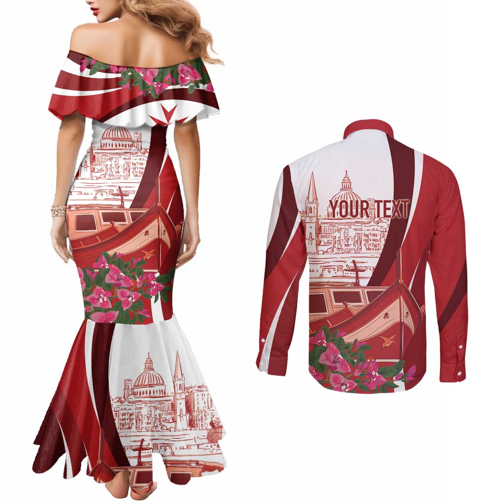 Inhobbok Malta Personalized Couples Matching Mermaid Dress and Long Sleeve Button Shirt Valetta Scenery