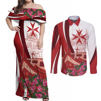 Inhobbok Malta Personalized Couples Matching Off Shoulder Maxi Dress and Long Sleeve Button Shirt Valetta Scenery