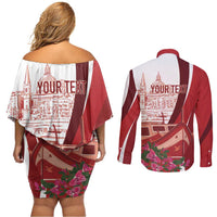 Inhobbok Malta Personalized Couples Matching Off Shoulder Short Dress and Long Sleeve Button Shirt Valetta Scenery