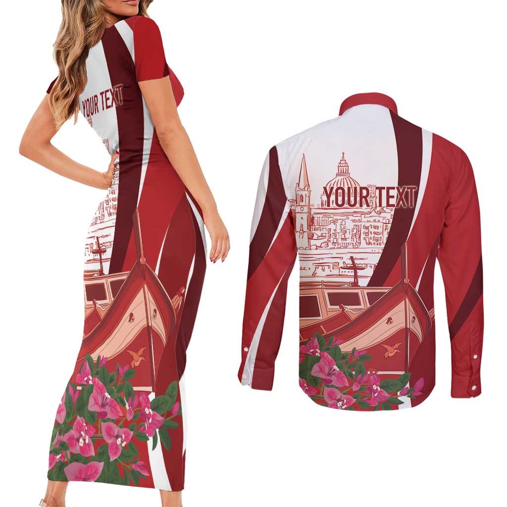 Inhobbok Malta Personalized Couples Matching Short Sleeve Bodycon Dress and Long Sleeve Button Shirt Valetta Scenery