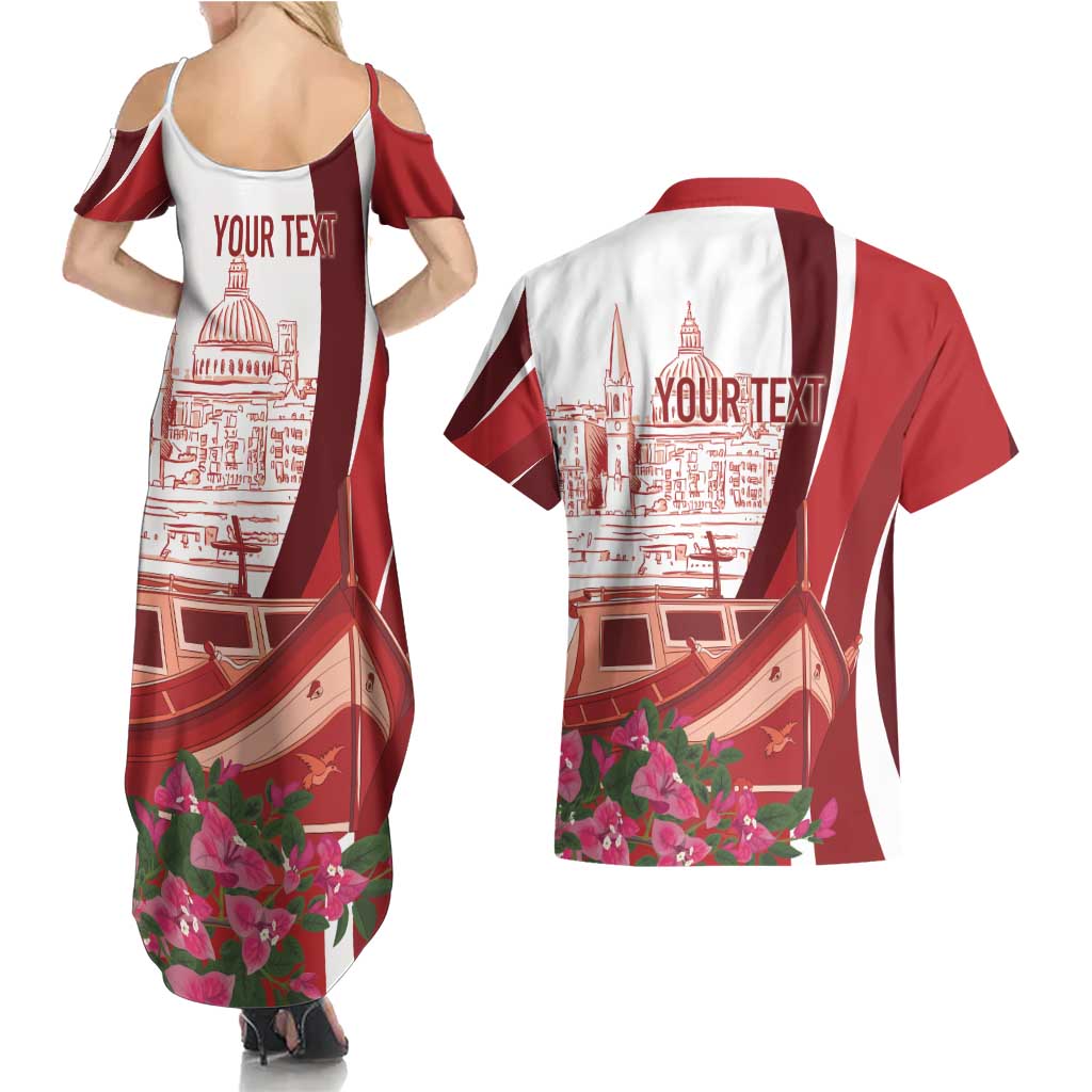 Inhobbok Malta Personalized Couples Matching Summer Maxi Dress and Hawaiian Shirt Valetta Scenery