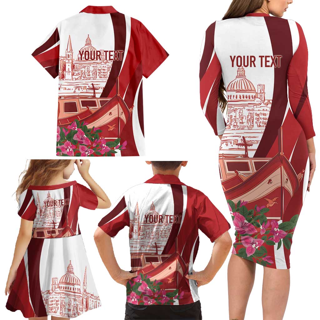 Inhobbok Malta Personalized Family Matching Long Sleeve Bodycon Dress and Hawaiian Shirt Valetta Scenery