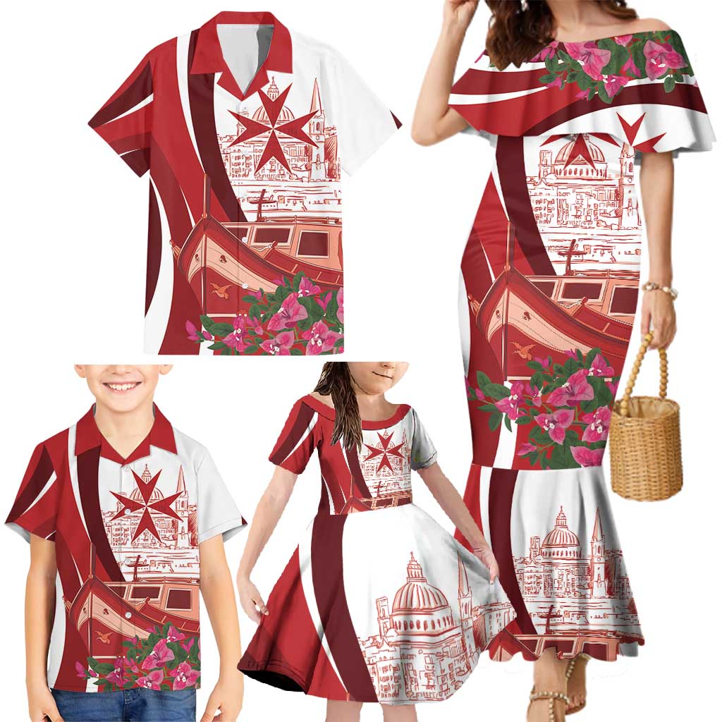 Inhobbok Malta Personalized Family Matching Mermaid Dress and Hawaiian Shirt Valetta Scenery