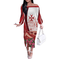 Inhobbok Malta Personalized Family Matching Off The Shoulder Long Sleeve Dress and Hawaiian Shirt Valetta Scenery