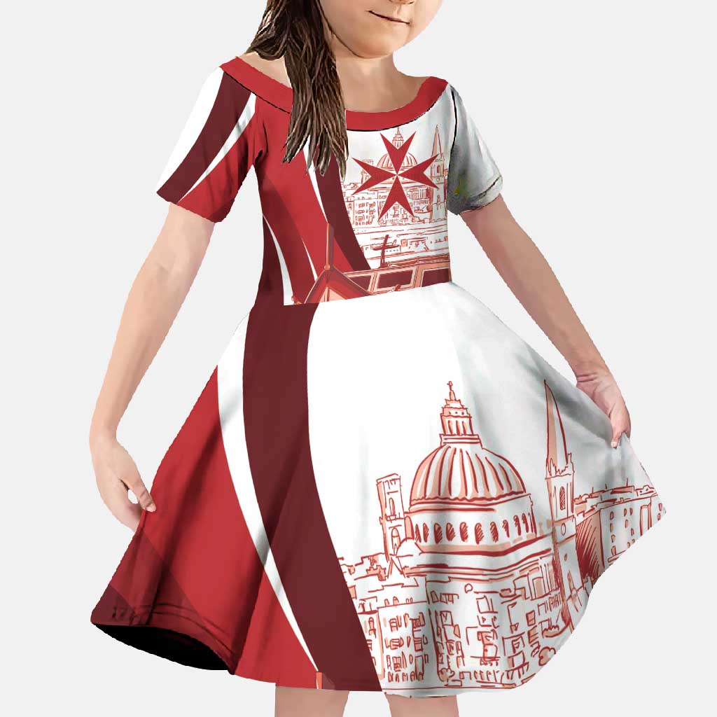 Inhobbok Malta Personalized Family Matching Off Shoulder Maxi Dress and Hawaiian Shirt Valetta Scenery