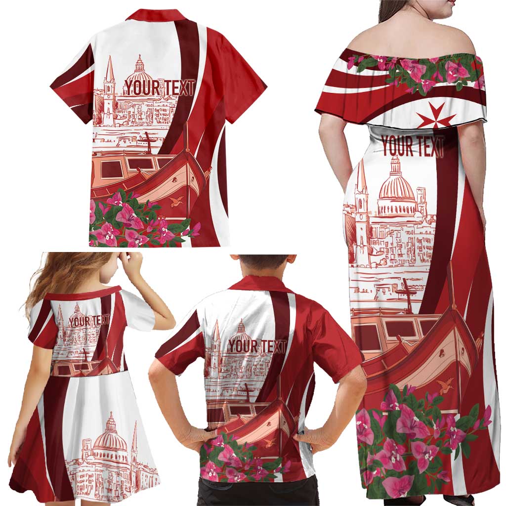 Inhobbok Malta Personalized Family Matching Off Shoulder Maxi Dress and Hawaiian Shirt Valetta Scenery