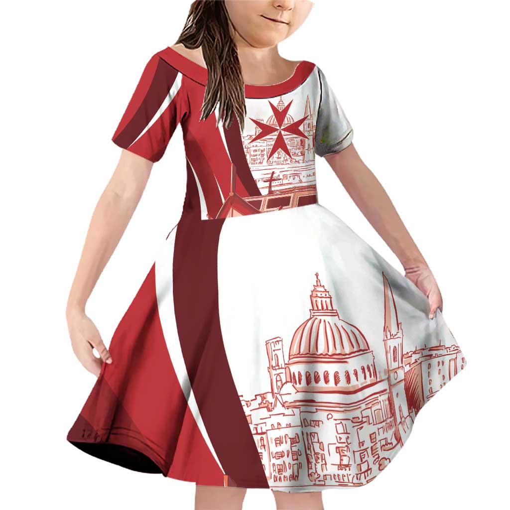 Inhobbok Malta Personalized Family Matching Off Shoulder Short Dress and Hawaiian Shirt Valetta Scenery