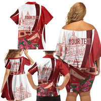Inhobbok Malta Personalized Family Matching Off Shoulder Short Dress and Hawaiian Shirt Valetta Scenery