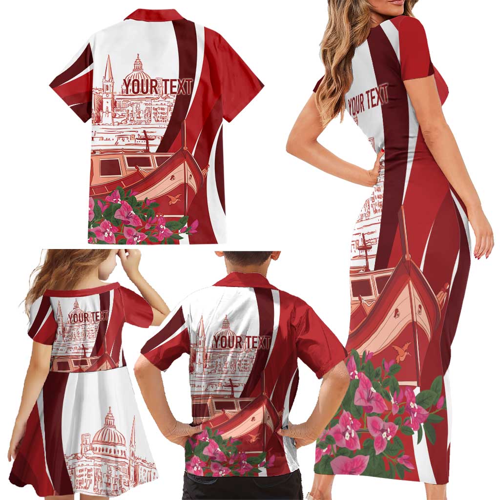 Inhobbok Malta Personalized Family Matching Short Sleeve Bodycon Dress and Hawaiian Shirt Valetta Scenery