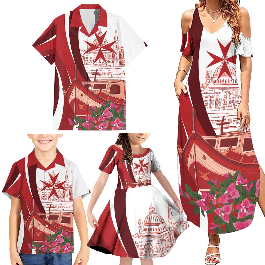 Inhobbok Malta Personalized Family Matching Summer Maxi Dress and Hawaiian Shirt Valetta Scenery