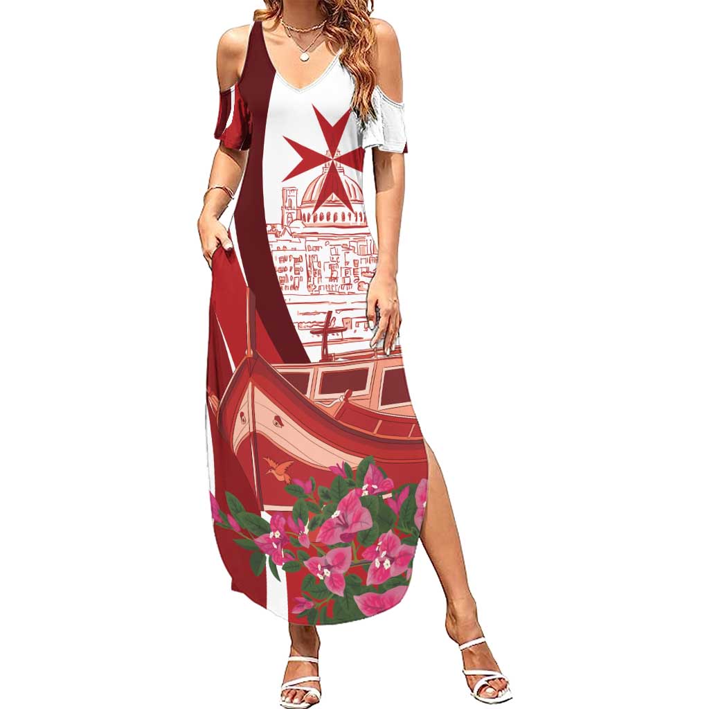 Inhobbok Malta Personalized Family Matching Summer Maxi Dress and Hawaiian Shirt Valetta Scenery