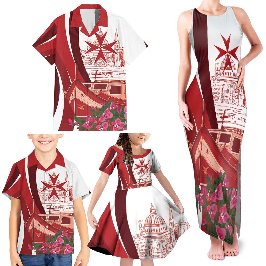 Inhobbok Malta Personalized Family Matching Tank Maxi Dress and Hawaiian Shirt Valetta Scenery