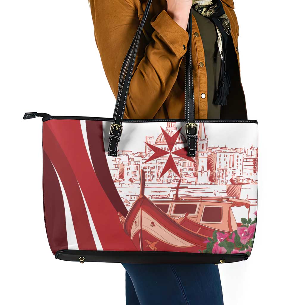 Inhobbok Malta Leather Tote Bag Valetta Scenery