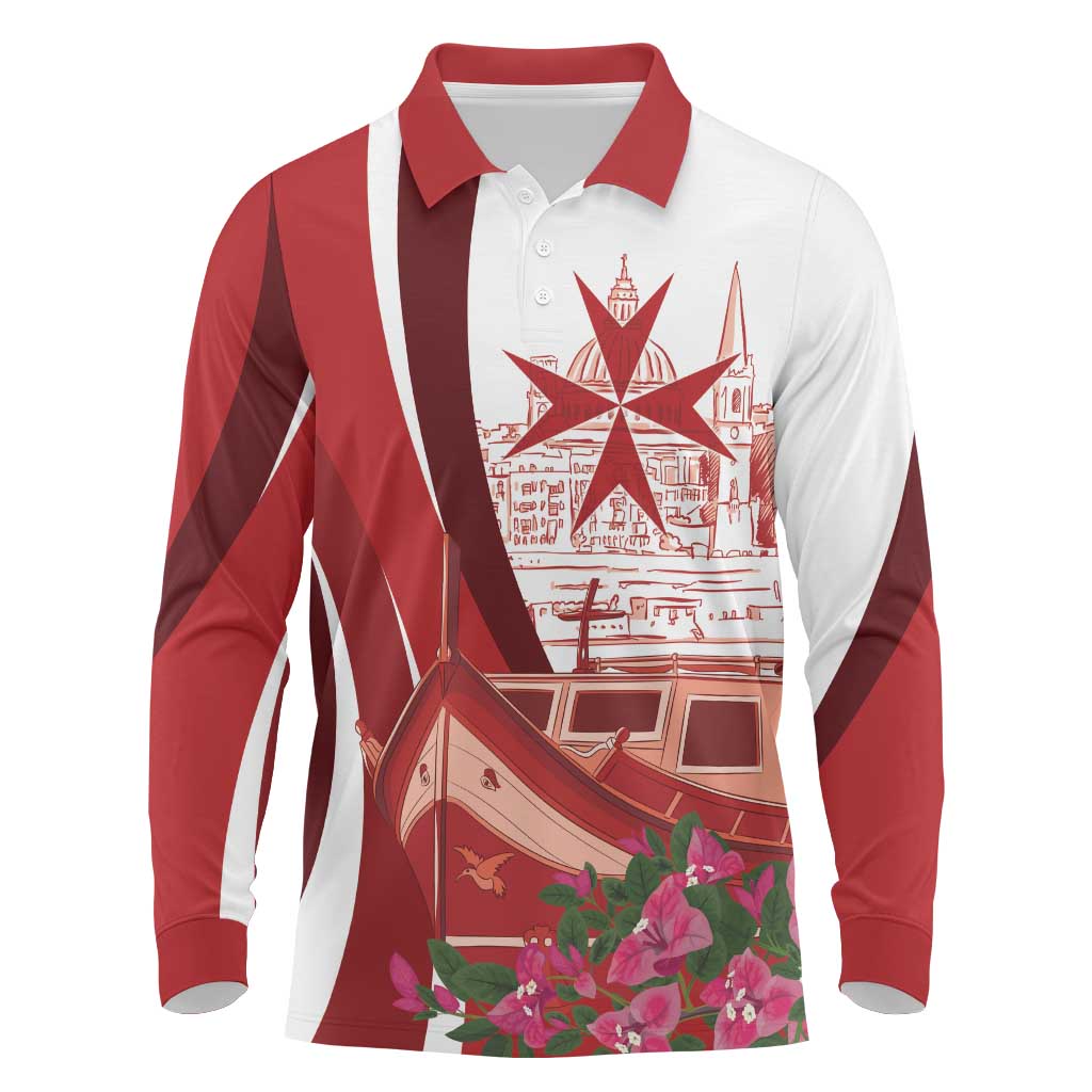 Inhobbok Malta Personalized Long Sleeve Polo Shirt Valetta Scenery
